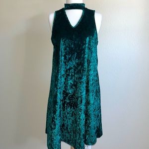 Altar’d State Crushed Velvet Emerald Green Mini Dress